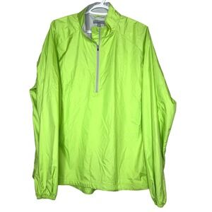 Peter Millar Mens Windbreaker Pullover L Lime Green Golf Athleisure Athletic